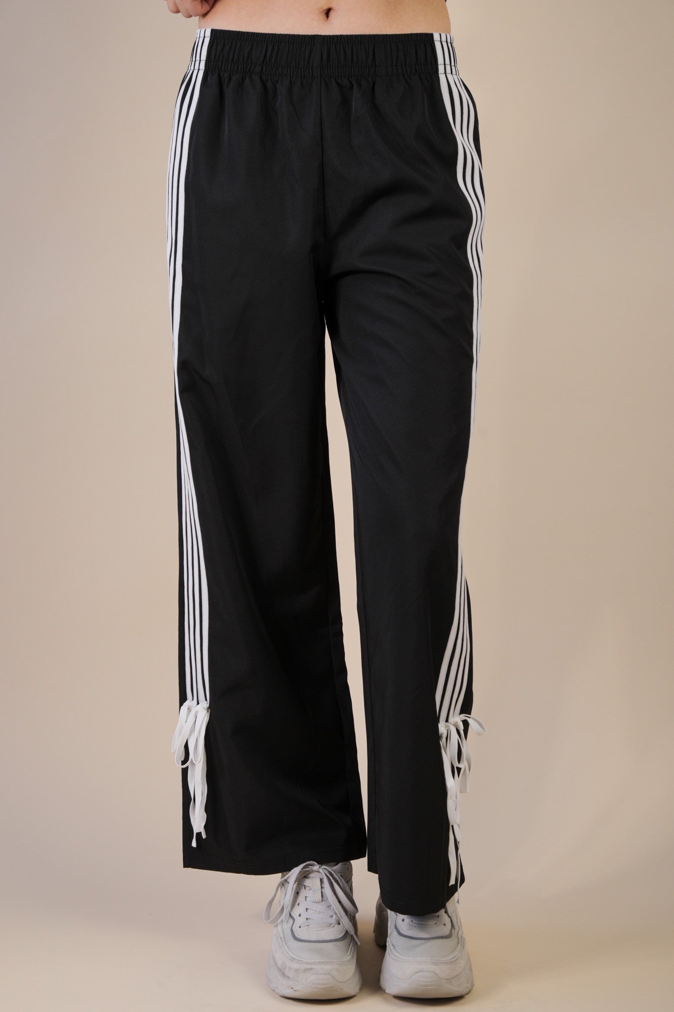 Black Side Ribbon Jersey Pants