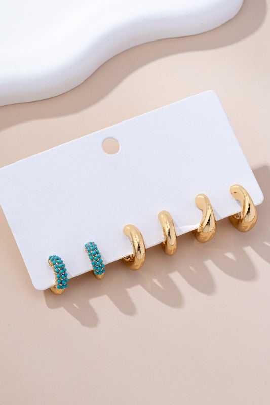 Turquoise Hoop Trio Earrings