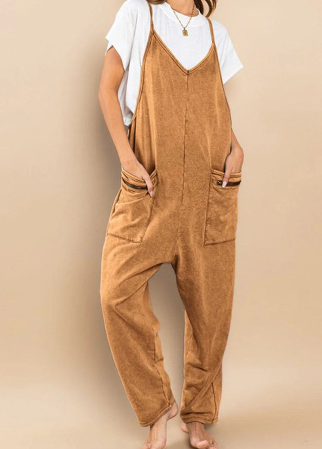 Camel Wide Leg Jumpsuit
