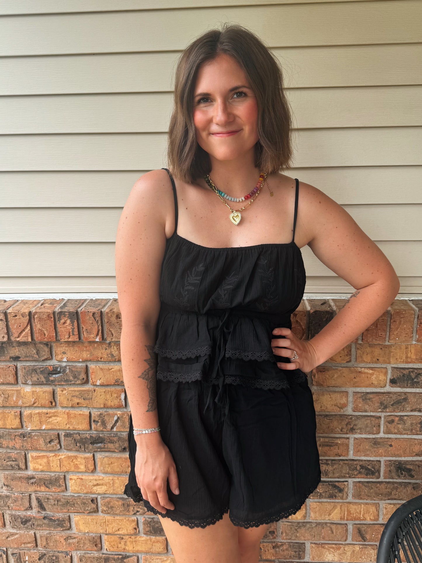 Black Embroidered Lace Set