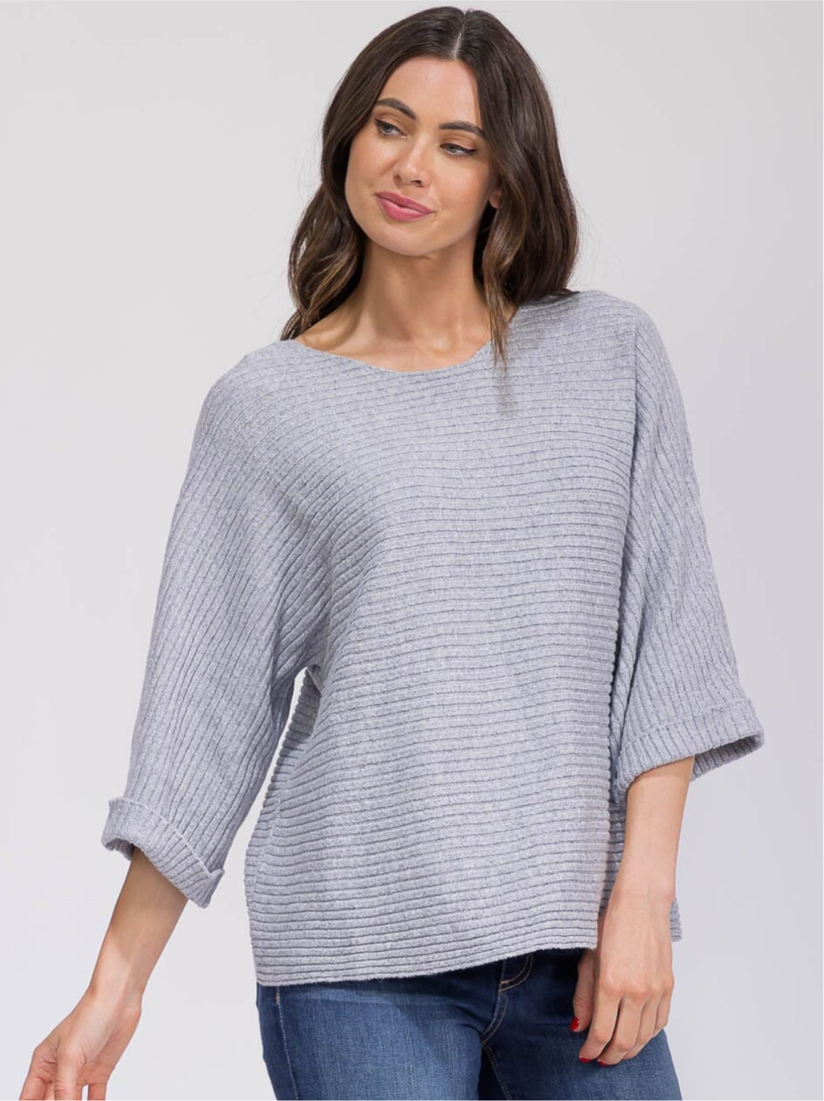 Heather Grey Ribbed Sweater