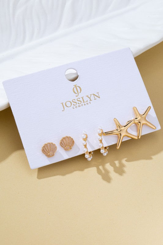Seaside Pearl Trio Earrings