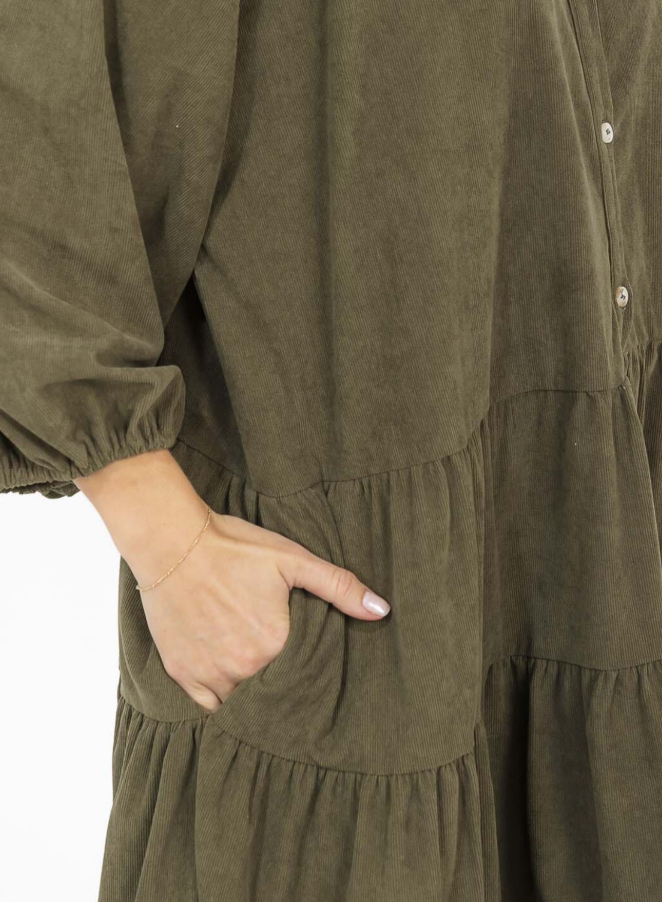 Olive Corduroy Dress