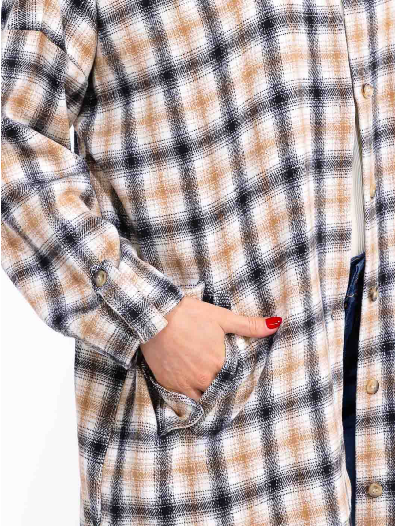 Black Plaid Long Shacket