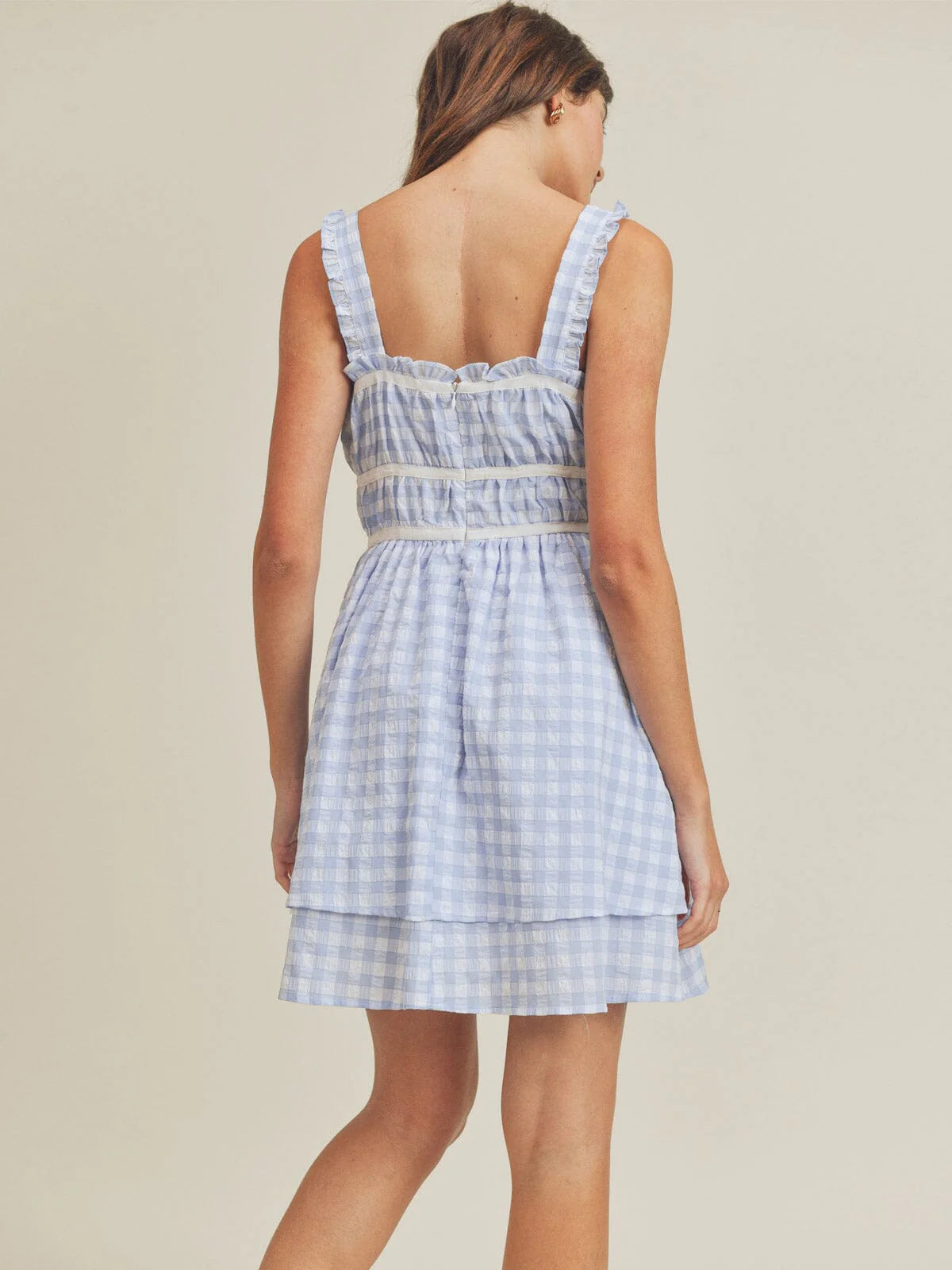 Blue Gingham Plaid Dress