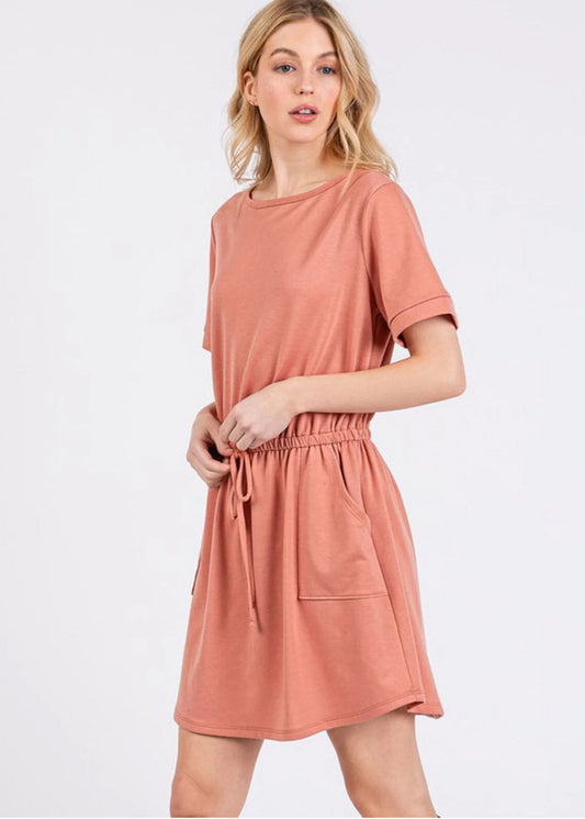 Light Rust Basic Romper Dress