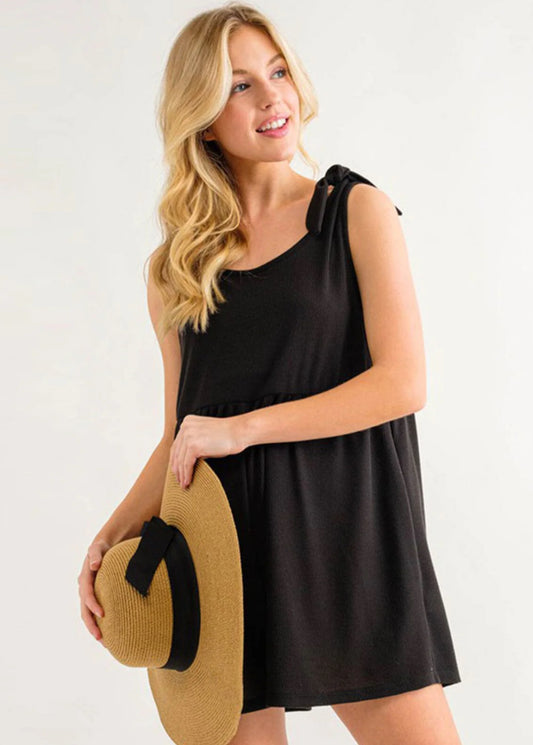 Black Waffle Knit Romper