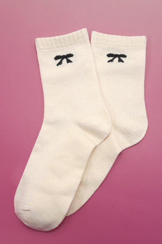 Ribbed Bow Crew Socks