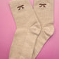 Ribbed Bow Crew Socks