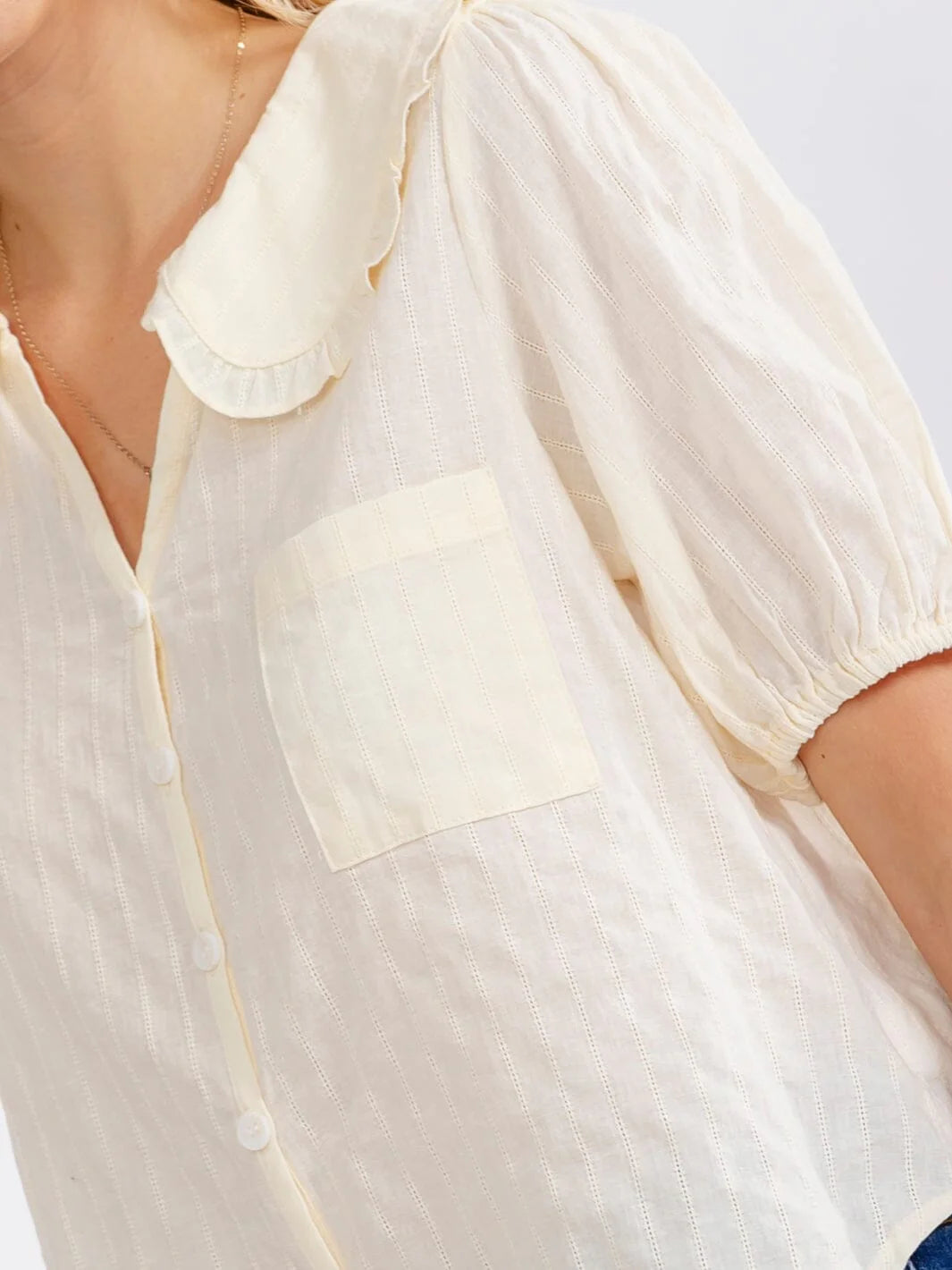 Cream Stitch Button Up Top