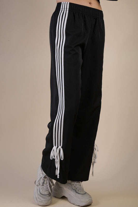Black Side Ribbon Jersey Pants