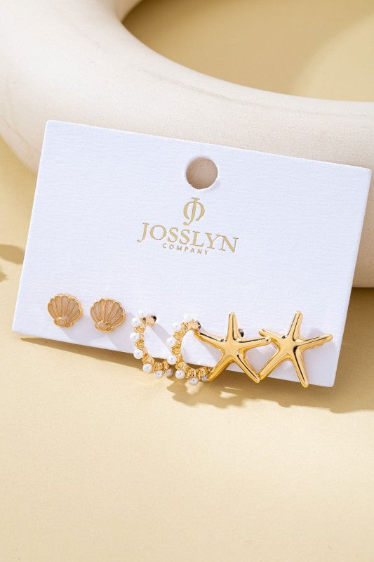 Seaside Pearl Trio Earrings