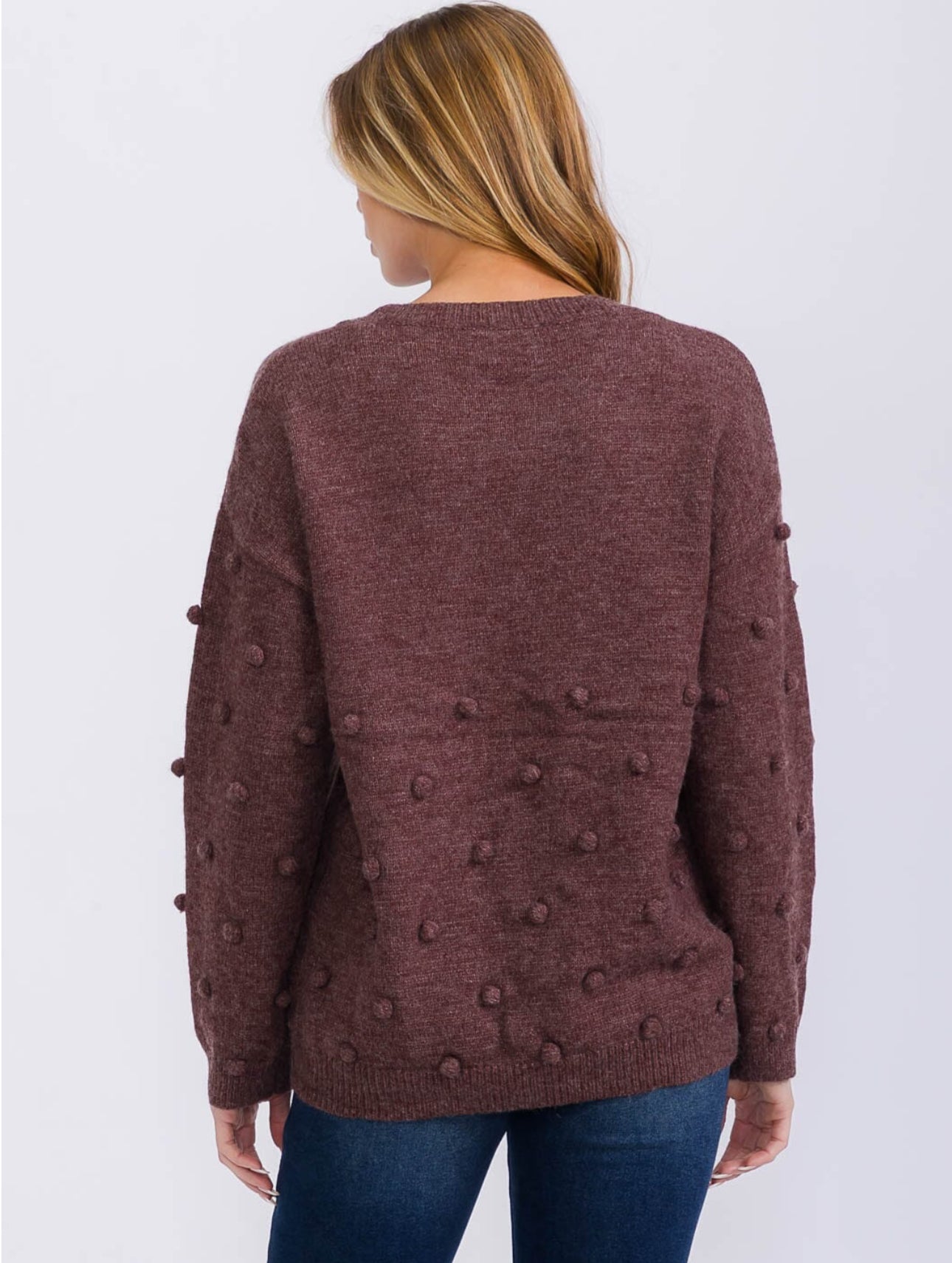 Chocolate Brown Pom Pom Sweater