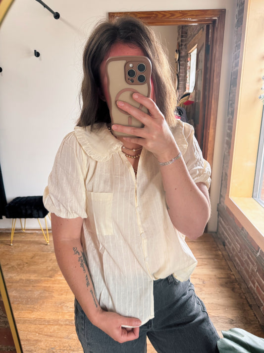 Cream Stitch Button Up Top