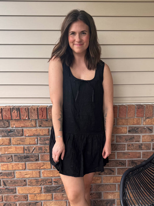 Black Eyelet Floral Dress
