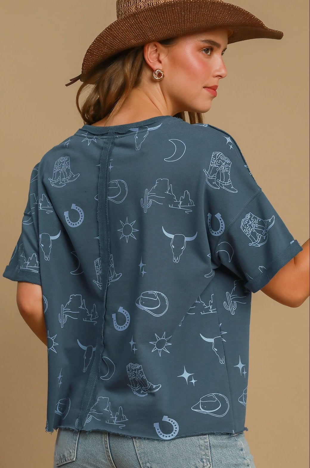 Denim Blue Western Collage Tee