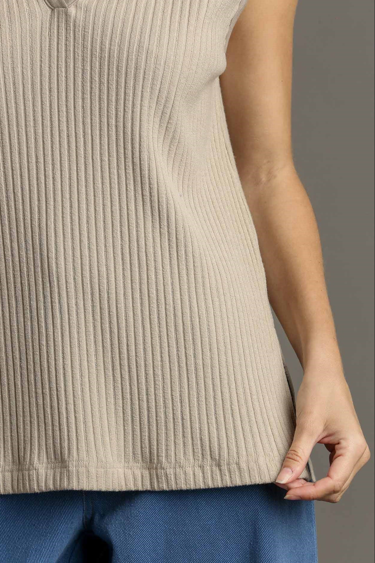 Taupe Ribbed Tank Top
