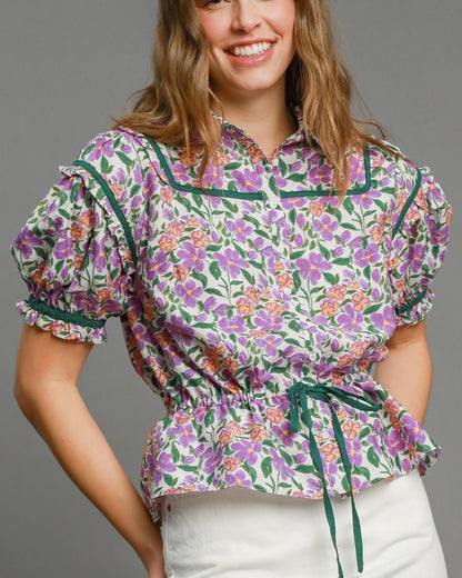Garden Floral Print Top