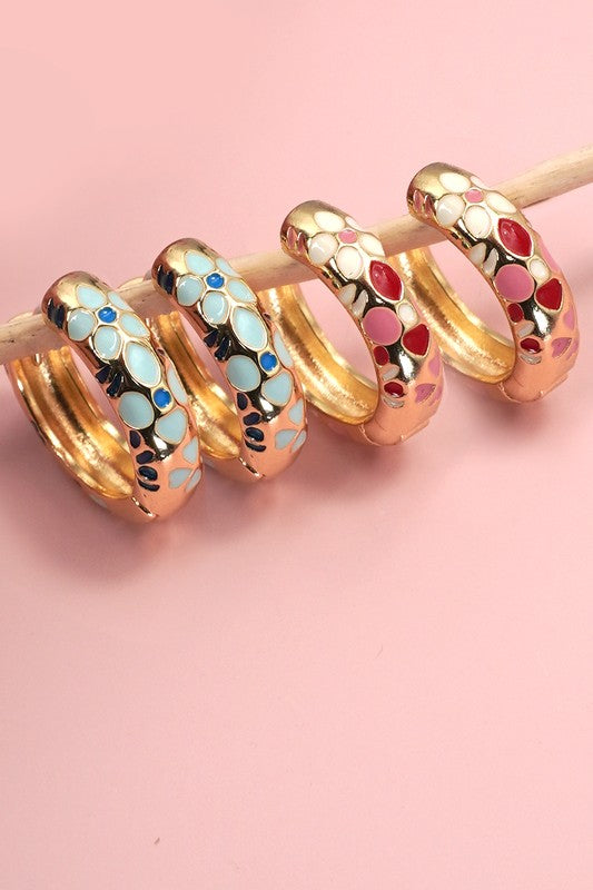 Flower Enamel Huggies