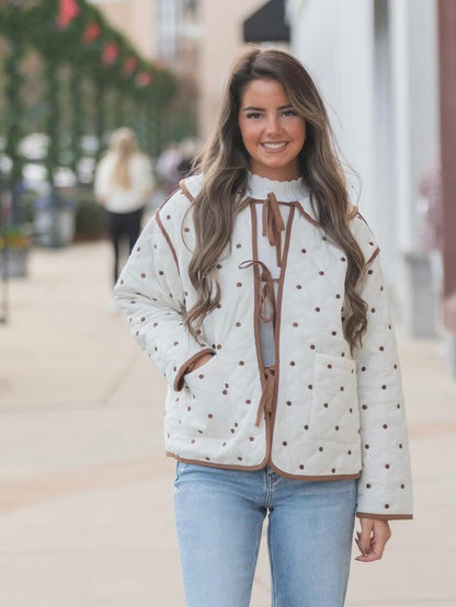 Polka Dot Embroidered Quilted Jacket