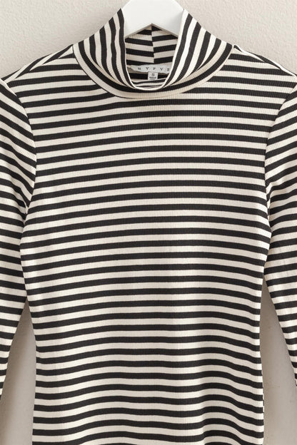Black Striped Fitted Top
