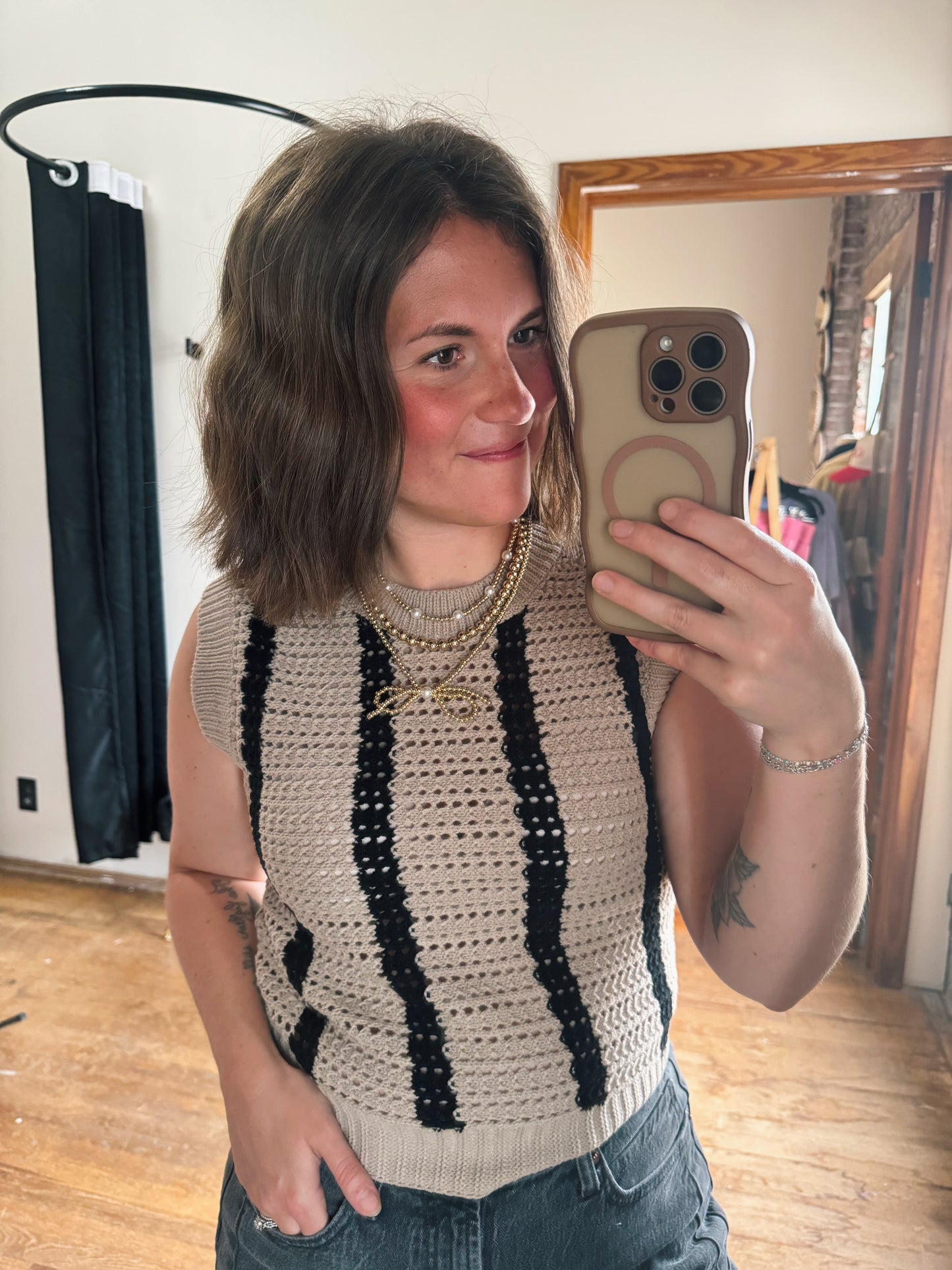Striped Crochet Knit Tank