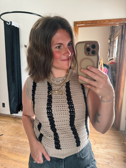 Striped Crochet Knit Tank