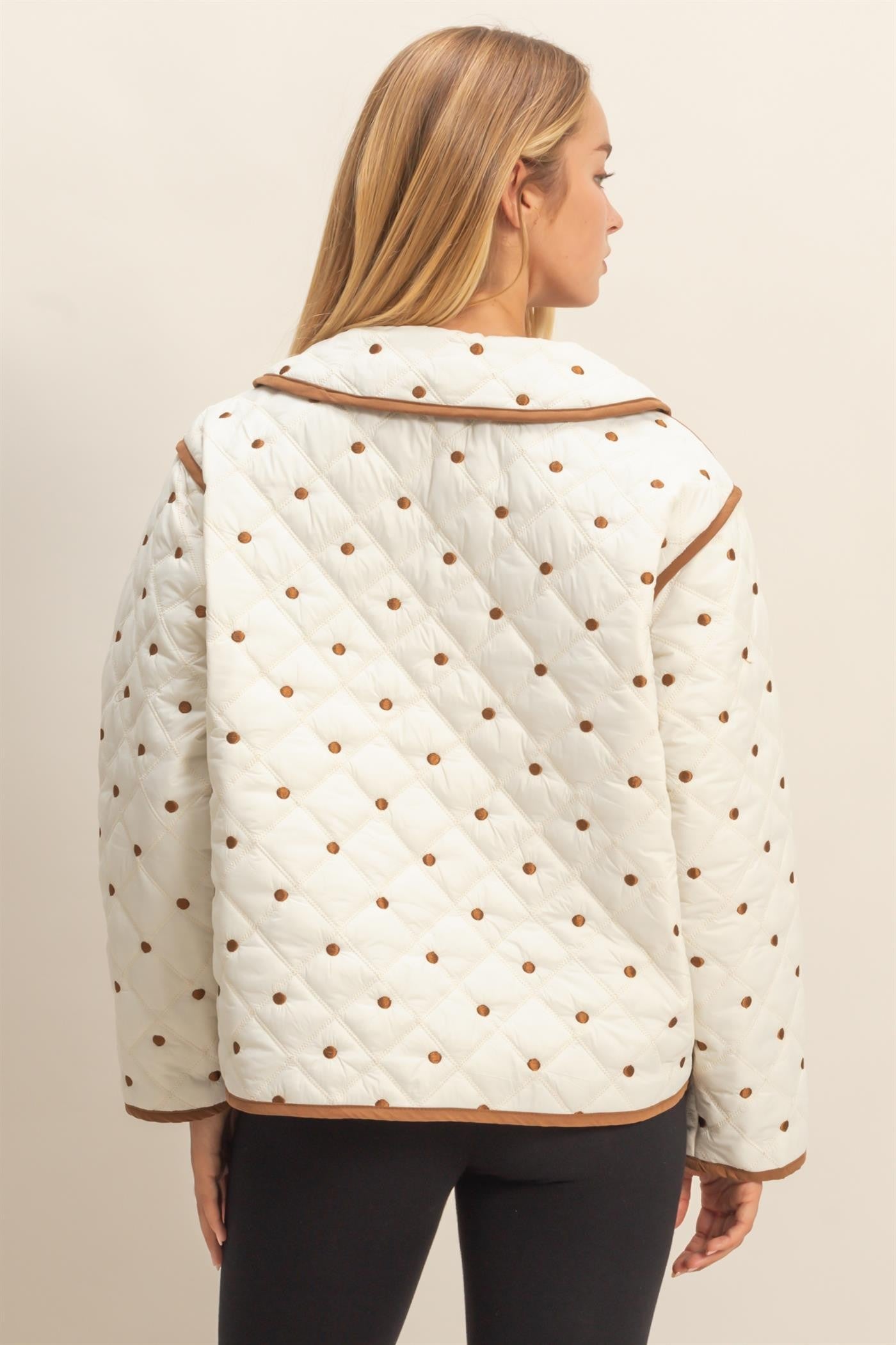 Polka Dot Embroidered Quilted Jacket