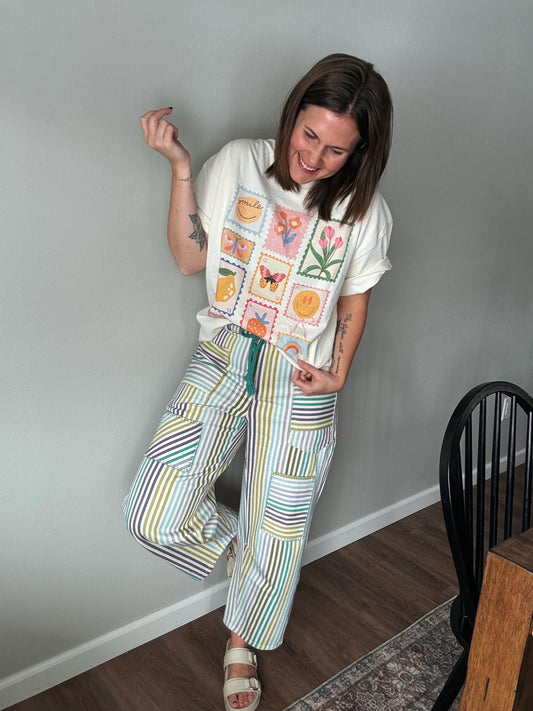 Pin Stripe Barrel Jeans