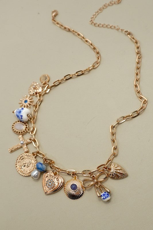 Porcelain Hearts Charm Necklace