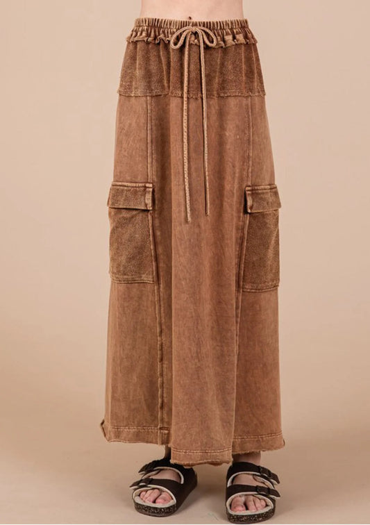 Mocha Mineral Wash Skirt