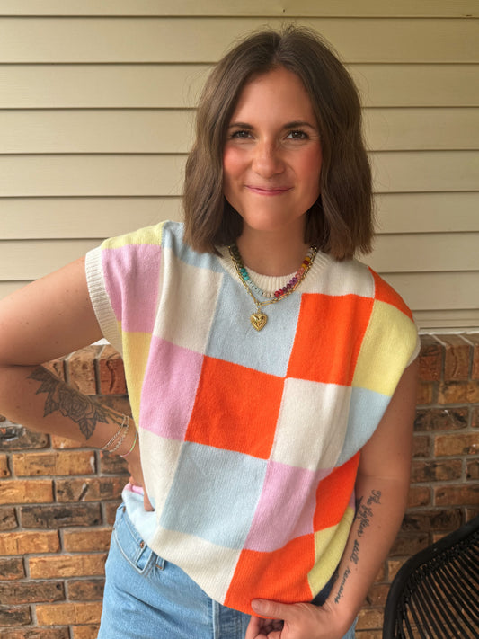 Checkered Sweater Tank
