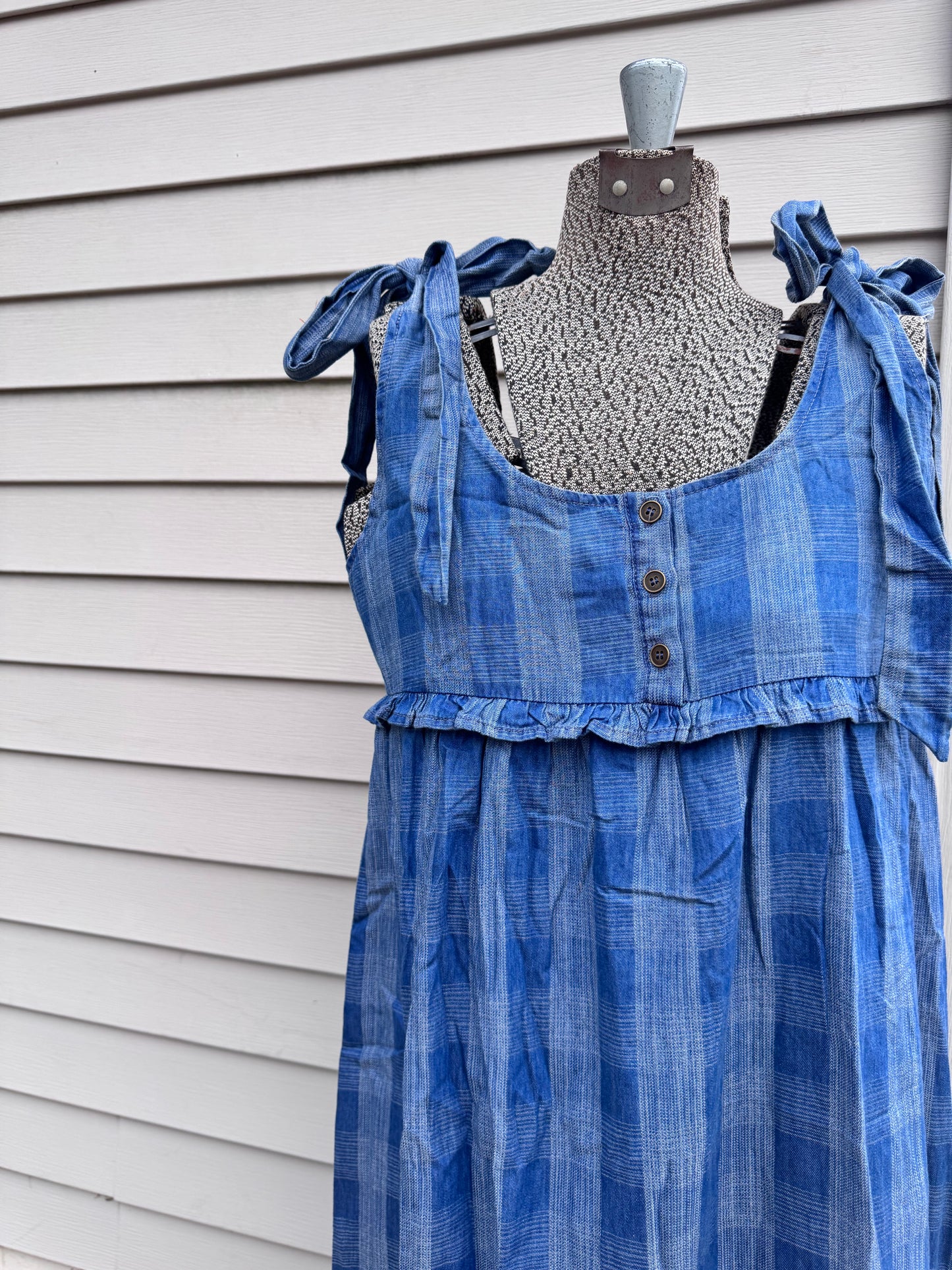 Denim Gingham Dress