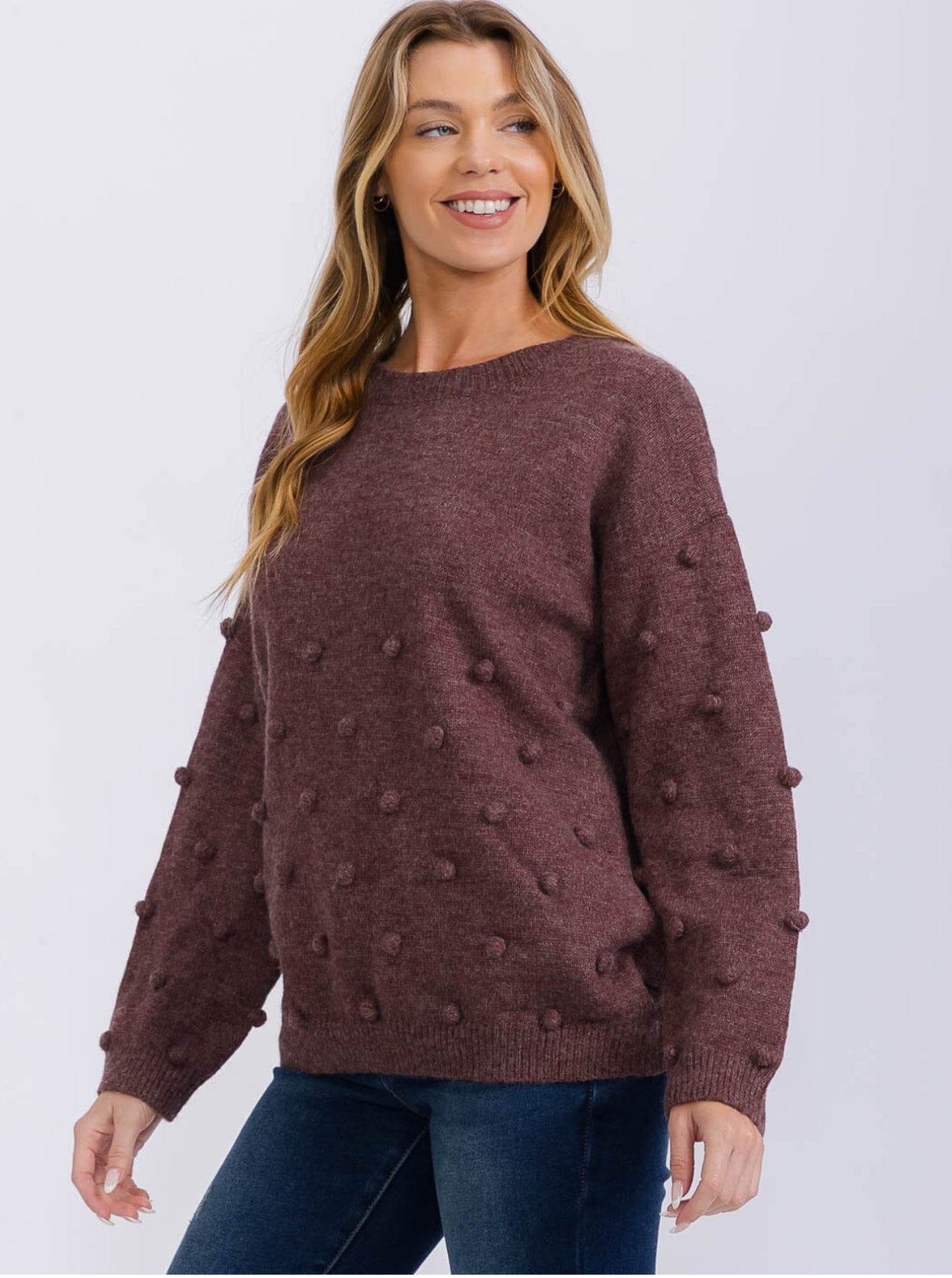 Chocolate Brown Pom Pom Sweater