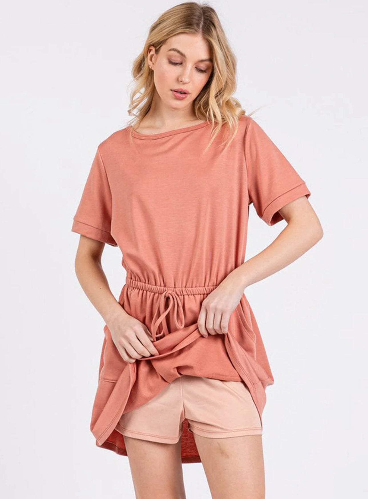 Light Rust Basic Romper Dress