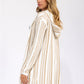 Taupe Stripped Hooded Cardigan