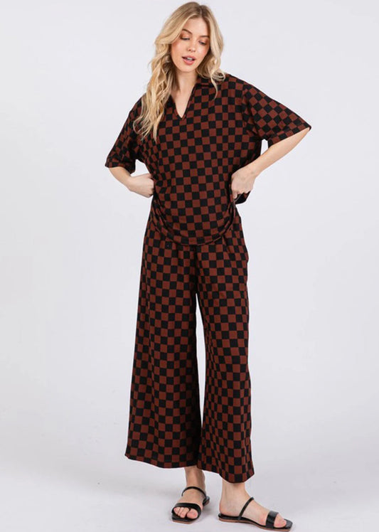 Mocha + Black Check Lounge Set