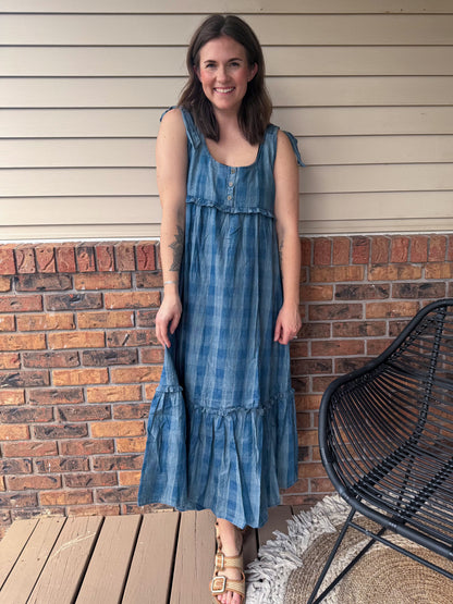 Denim Gingham Dress