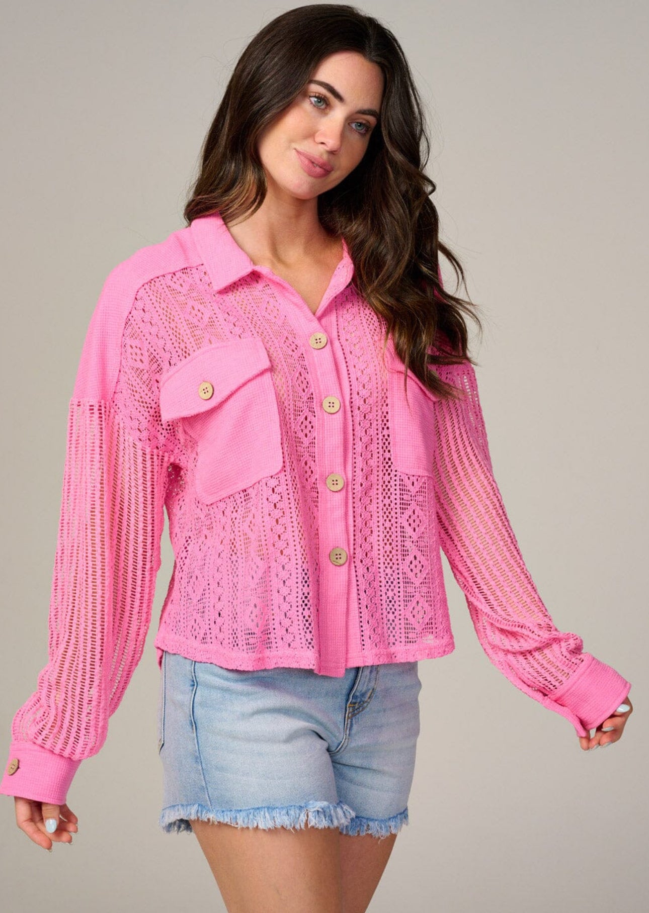 Pink Lace Shacket
