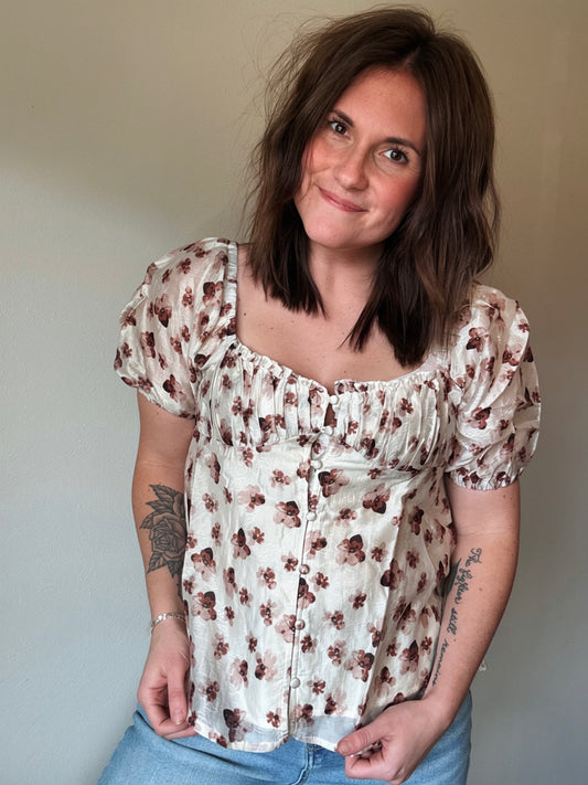 Brown Floral Top