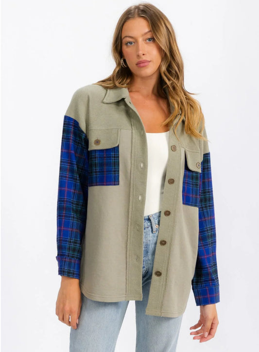 Olive Plaid Shacket