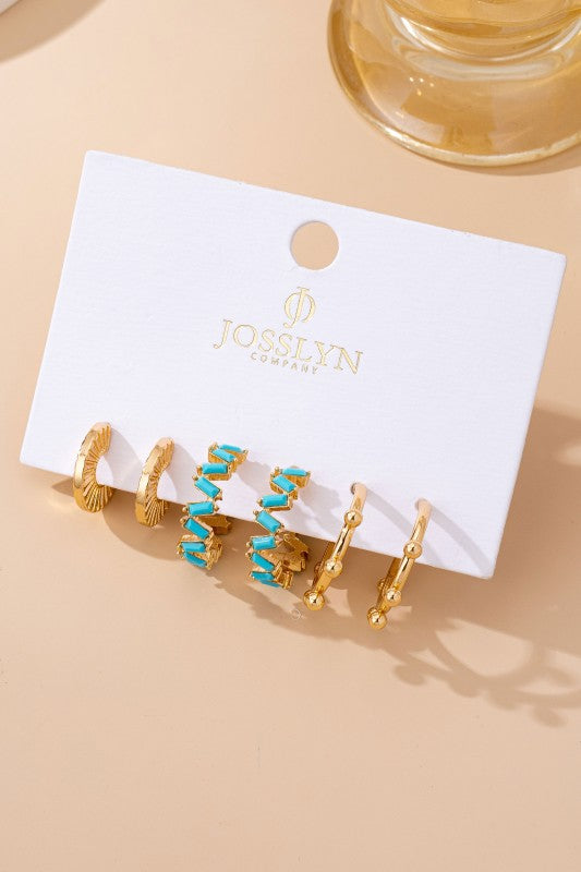 Turquoise Hoop Trio Earrings
