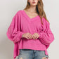 Pink Waffle Knit Top