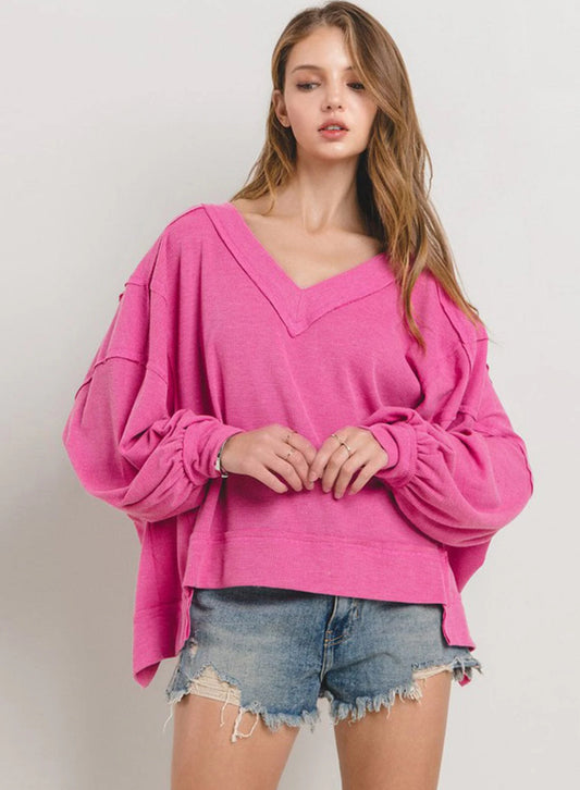 Pink Waffle Knit Top