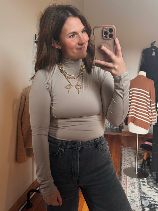 Ash Mocha Turtleneck Bodysuit