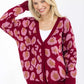 Burgundy Leopard Print Cardigan