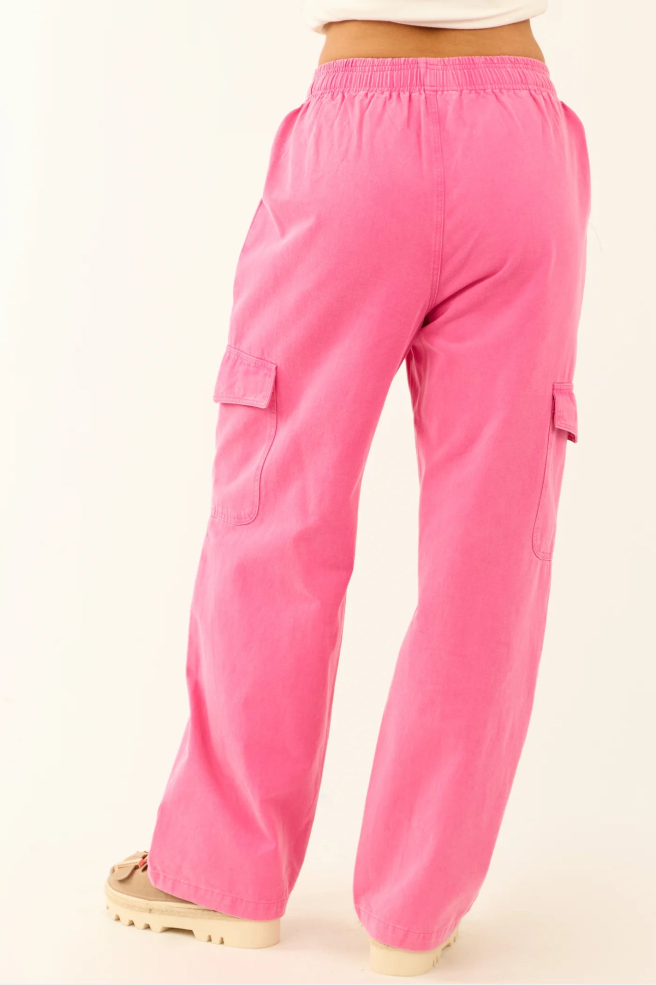 Pink Wide Leg Cargo Pants