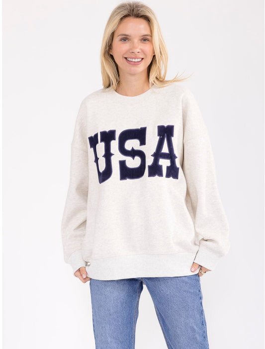 Oatmeal USA Crewneck