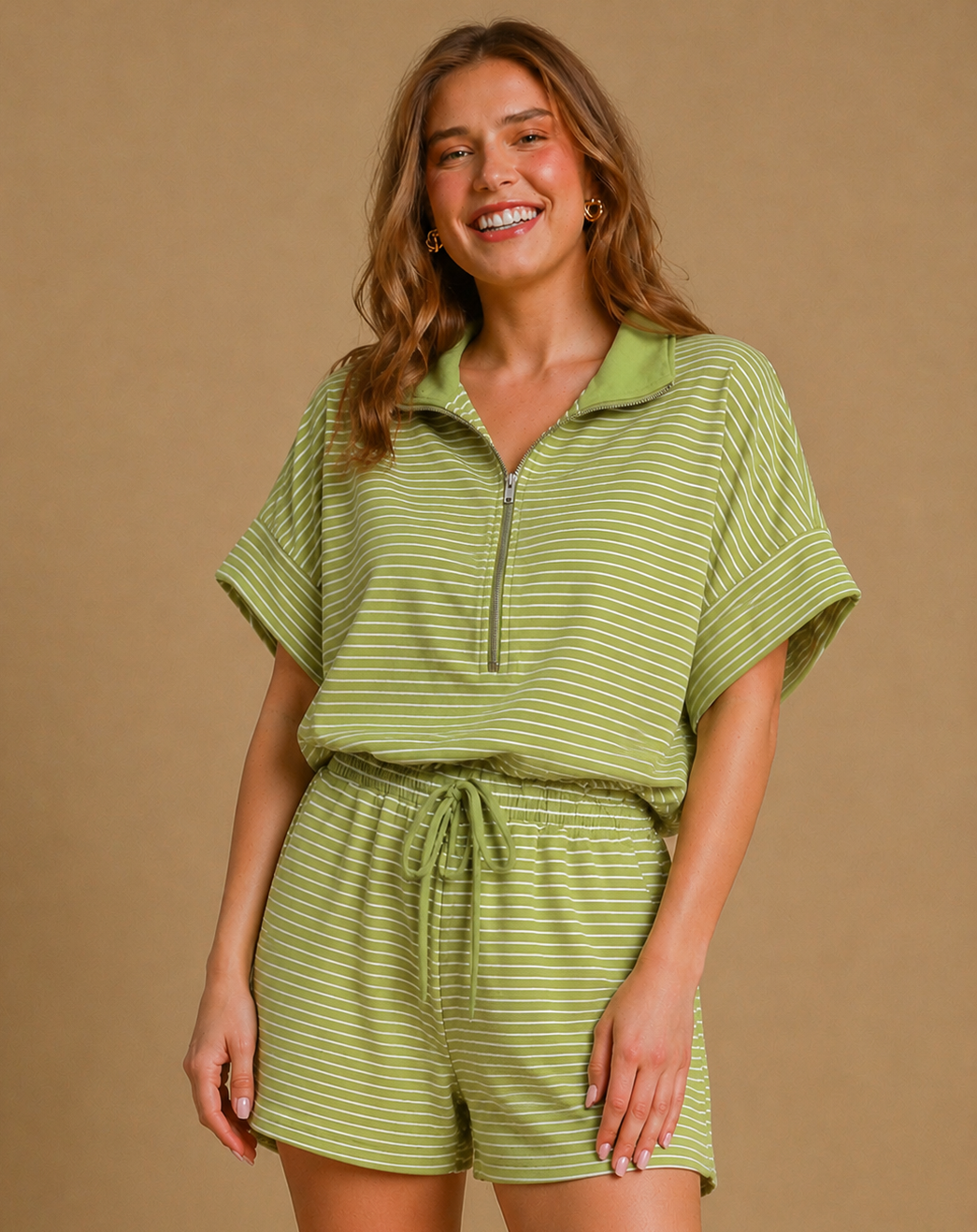 Green Striped Romper