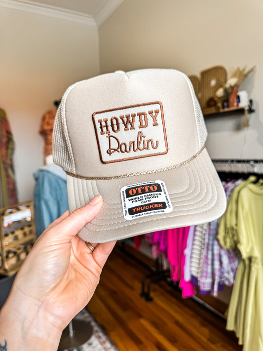 Howdy Darlin Taupe Trucker Hat